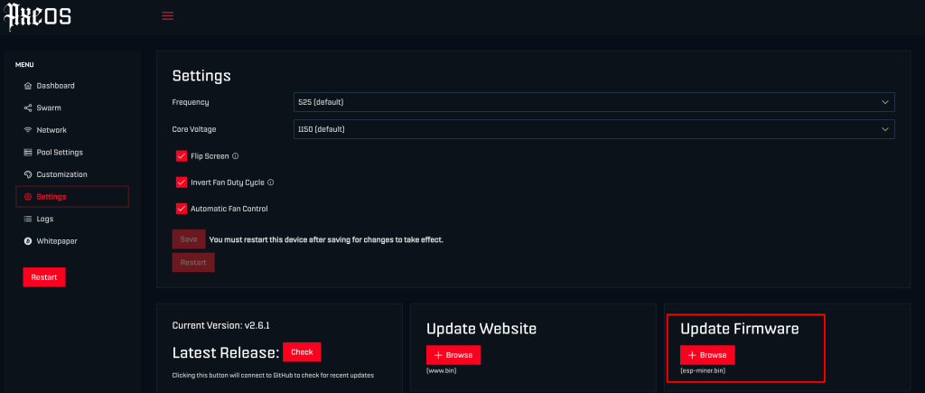 Bitcoin-Waren - https://www.bitcoinstuffstore.com WantClue Bitaxe Web Flasher: AxeOS 2.14 Firmware-Flash-Schnittstelle