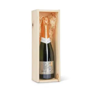 Luxe Bitcoin 200K Bubbels Cava in houten doos