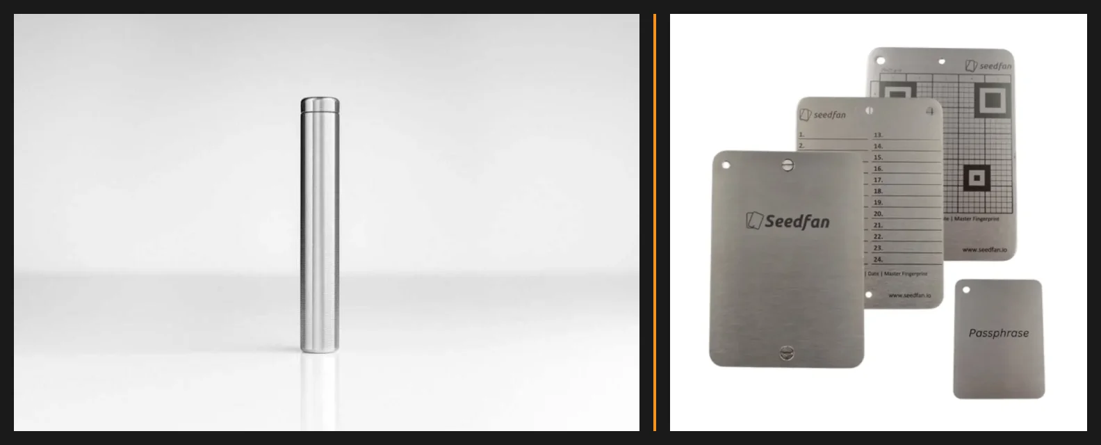 Bitcoin Merchandise - https://www.bitcoinstuffstore.com seed phrase veilig bewaren Cryptosteel Capsule en Seedfan Steel Kit vergelijking