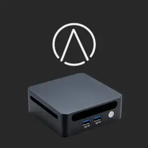Start9 Server One 6600H mit dem Start9-Logo auf dunklem Hintergrund