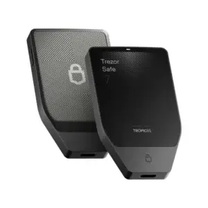 Trezor Safe 7 Anthrazit Schwarz Vorderseite und Rückseite nebeneinander