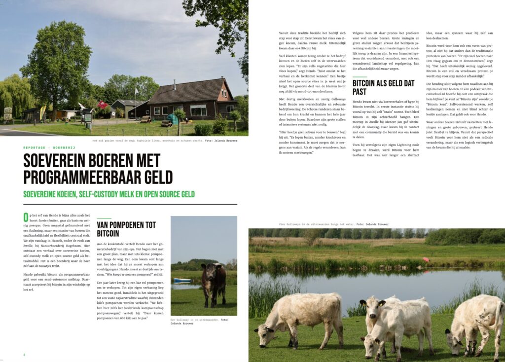 Reportage uit Bitcoin Focus Magazine 03 over een boerderij die bitcoin gebruikt