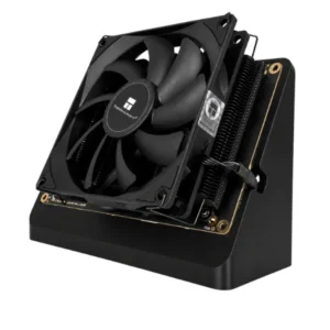 Bitaxe Naja Duo achterkant met 92 mm Thermalright TL-9015B ventilator